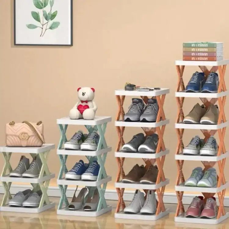 5Layers Stackable Vertical Space Saving Shoe Storage Rack Bookshelf Organizer